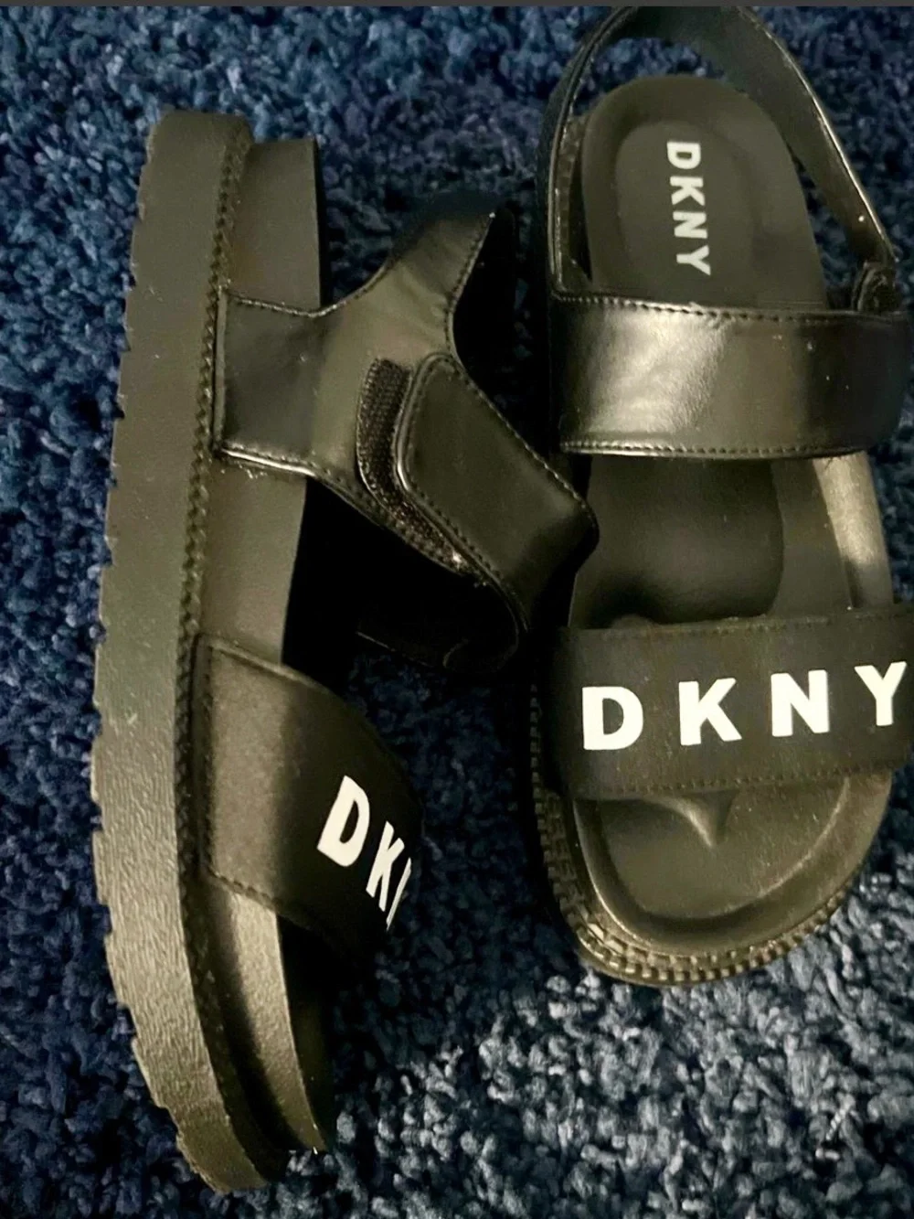 DKNY Black Kids Logo Strap Sandals